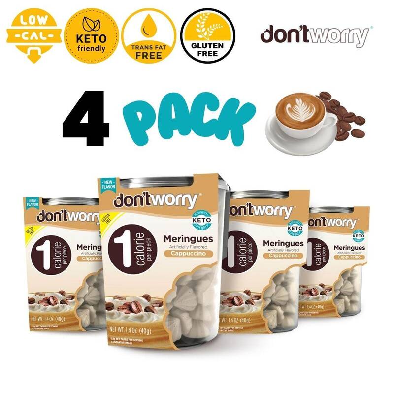 Just 1 Calorie Per Piece – Low Sugar Meringues 4PK –  Cappuccino – Light & Guilt-Free Snack Sweet Coffee Dessert