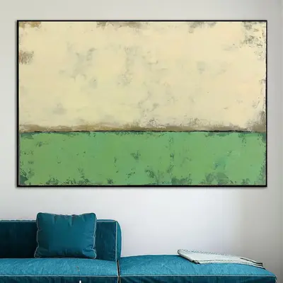 Extra Large Original Abstract Beige Painting Wall Art Abstract Green Painting Contemporary Oil Painting Canvas Wall Decor | C...