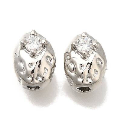 Brass Micro Pave Cubic Zirconia Beads
