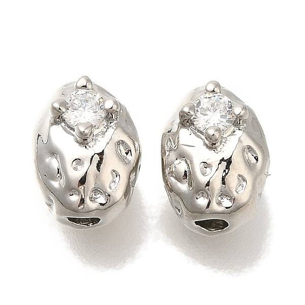 Brass Micro Pave Cubic Zirconia Beads