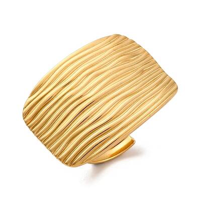 Ion Plating(IP) 304 Stainless Steel Rectangle Open Cuff Rings