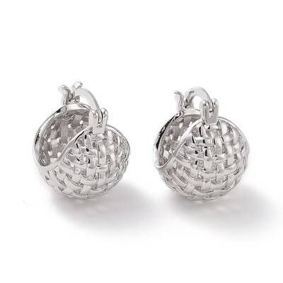 Brass Basket Hoop Earrings for Women