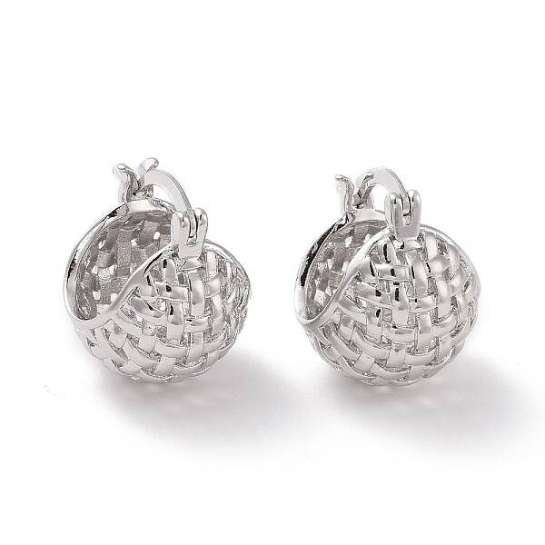 Brass Basket Hoop Earrings for Women
