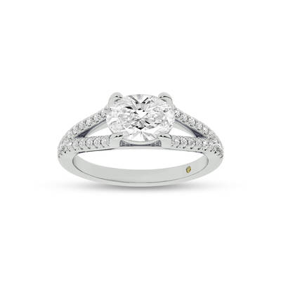 Delhi Split Shank Oval Lab Grown Diamond Engagement Ring | 14K White Gold 1 1/5 CT. TW.