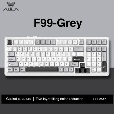 AULA F99 Wireless Mechanical Gaming Keyboard, Numpad Tri-Modes 2.4G Bluetooth Compatible Hot Swappable Custom Keyboard, Pre-l...