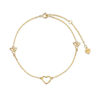 14K Gold Heart Charm Bracelet