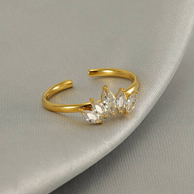 304 Stainless Steel Micro Pave Clear Cubic Zirconia Cuff Rings for Women