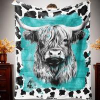 Cow Pattern Soft Blanket with Storage Bag, Portable Warm Throw Blanket for Home Office Travel Camping, Air-conditioned Room N...