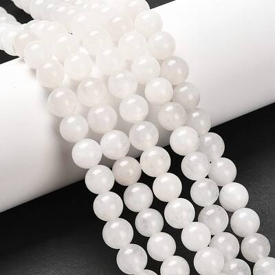 Natural White Jade Round Bead Strands