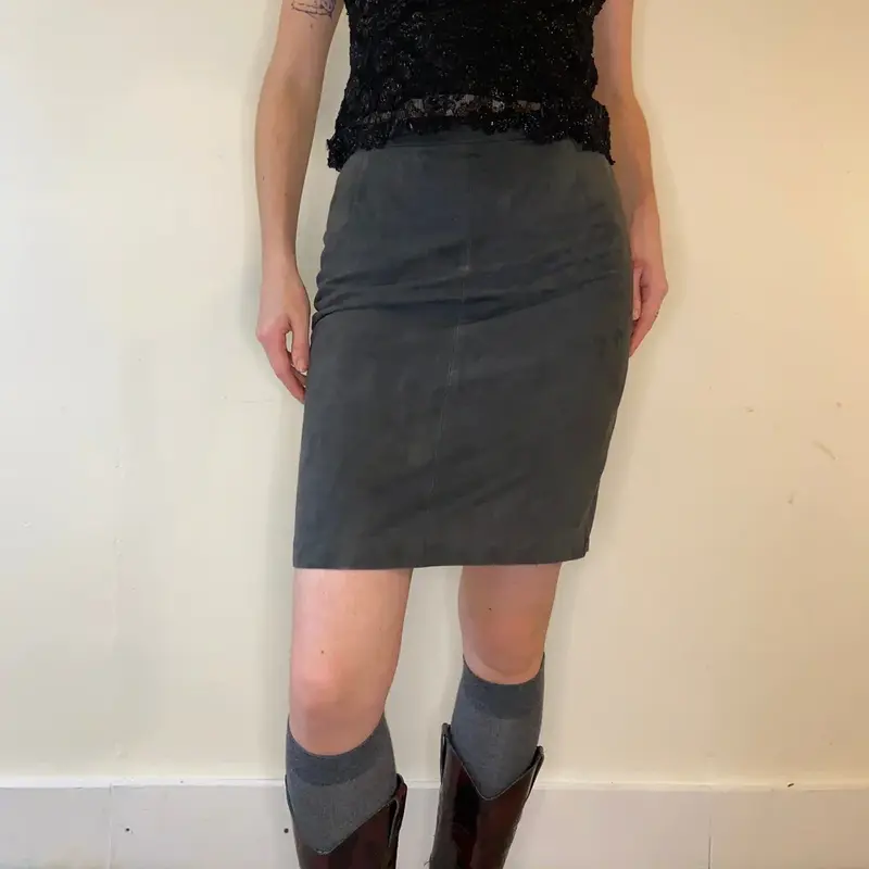Maska Midi Skirt - 27W UK 8 Grey Suede