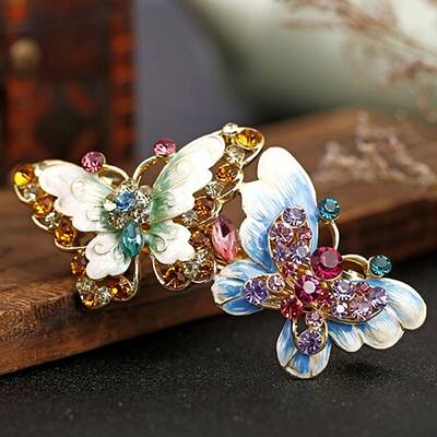 Alloy Rhinestone Enamel Hair Barrettes