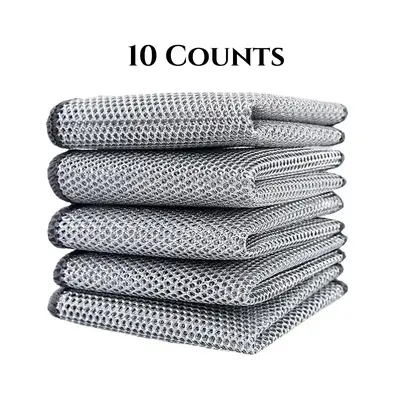 10 Counts Dishwashing Rags, Multipurpose Non-Scratch Wire Dishcloths for Kitchen Cleaning, Wet and Dry Use, Reusable Wire Cle...