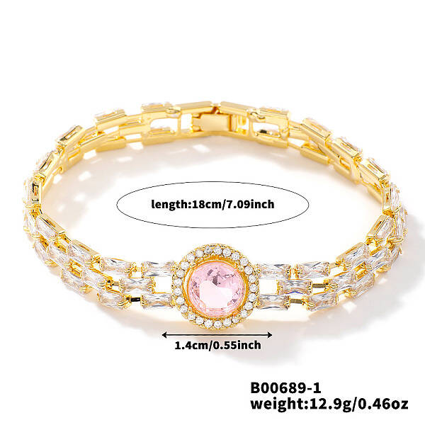 Minimalist Brass Rhinestone Chain Bracelets for Women