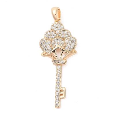 Brass Micro Pave Clear Cubic Zirconia Pendants