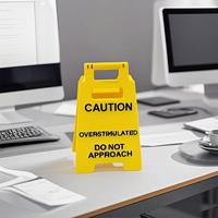 Caution Overstimulated Desk Sign, 2 Counts/set Don't Approach Warning Sign, Humor Gag Gift for Coworkers, Boss & Employees, M...