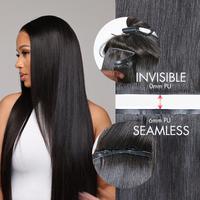 LUVME 100% Virgin Human Hair Extensions Seamless & Invisible Edge Straight, Body Wave, Kinky Curly, Yaki Straight, Messy Burm...