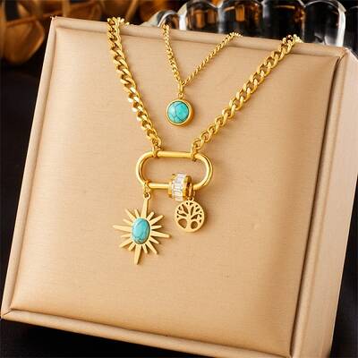 Retro Stainless Steel Double Layer Necklaces