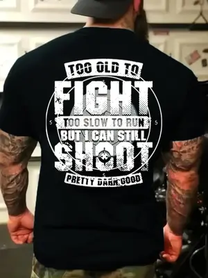 Men's Regular Fit Letter Print Round Neck Tee, Casual Short Sleeve Crew Neck T-Shirt for Summer, Fashion Men's Top for Daily ...