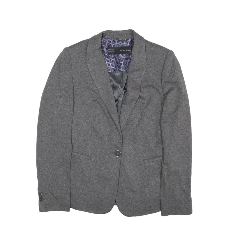 ZARA BASIC Blazer Jacket Grey Viscose Womens M
