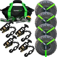 Rhino USA Car Tie Down Straps for Trailers with J Hooks (4-Pack) 10,000lb Break Strength Heavy Duty T-Handle Car Hauler Tire ...