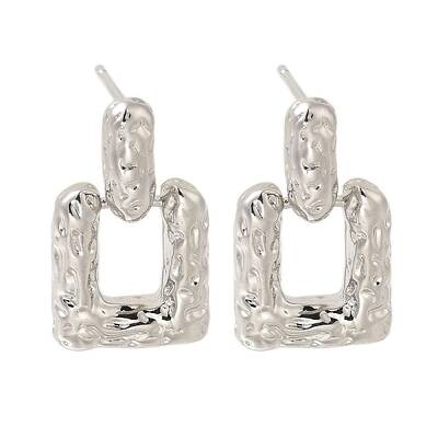 Rack Plating Square Brass Stud Earrings