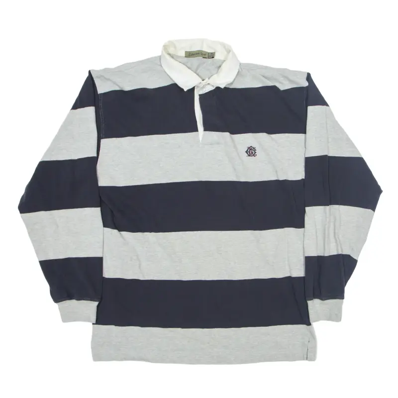 CALVIN KLEIN Sport Polo Shirt Grey Colourblock Long Sleeve Mens XL