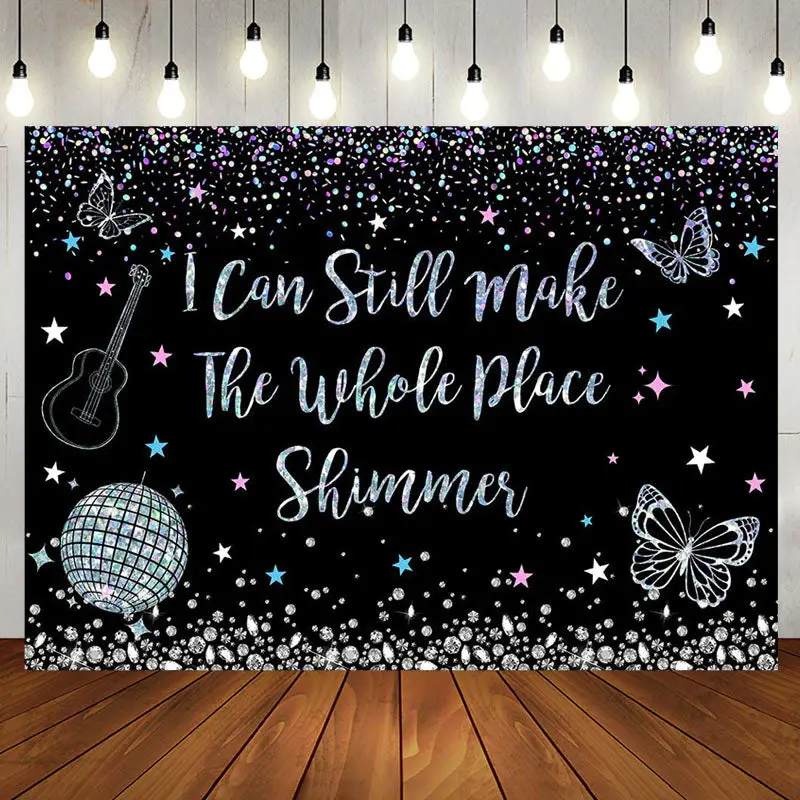 Black Make The Whole Place Shimmer Birthday Backdrop
