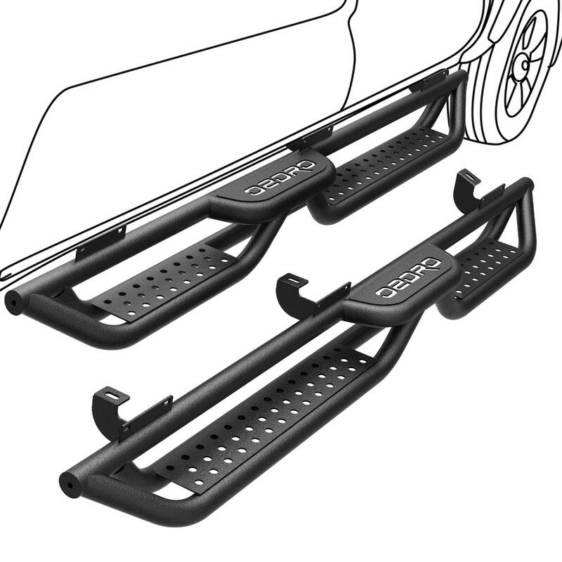 OEDRO Heavy-Duty Running Boards for 2007-2018 Jeep Wrangler JK JKU 4-Door, Black Powder-Coated Carbon Steel, Dual-Step Nerf B...