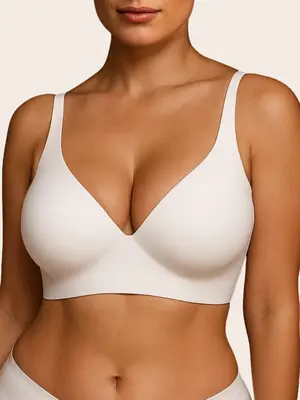Soft Intention Seamless shaping Vneck bra, no underwire,  Adjustable, buttery soft, supportive, breathable, Everyday bra,push...