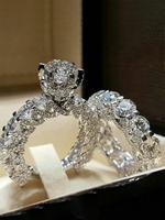 Luxury Artificial Zircon Decorated Ring, Gorgeous Rhinestone Decorated Ring for Women, Wedding Engagement Anniversary Party J...