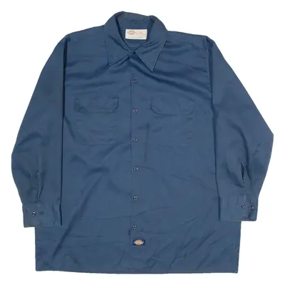DICKIES Mens Worker Shirt Blue Long Sleeve XL