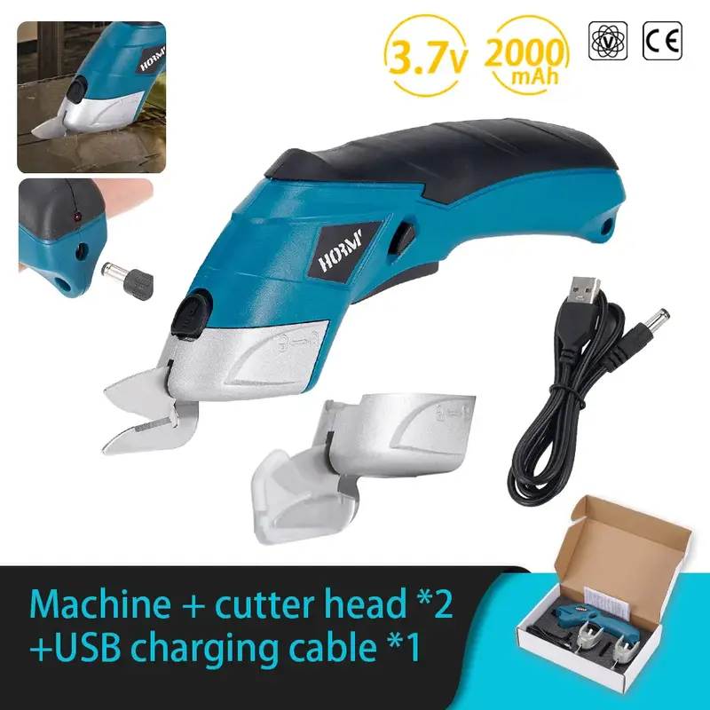Hormy Cordless Electric Scissors 3.7V USB Rechargeable Sewing, Scrapbook, Handmade Alloy Steel Electric Scissors For Cutting ...