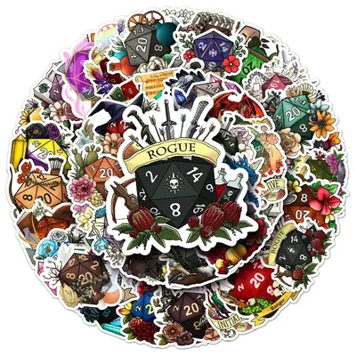 Retro Dice Pattern Sticker, 50pcs/set Self Adhesive Decorative Stickers, DIY Decals for Gift Greeting Card Water Bottle Lapto...