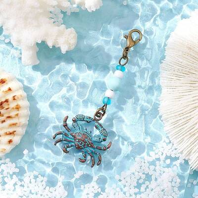 Ocean Theme Alloy Charm & Glass Beads Pendant Decorations