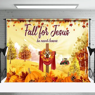 Fall For Jesus Maple Leaf Wood Cross Party Backdrop
