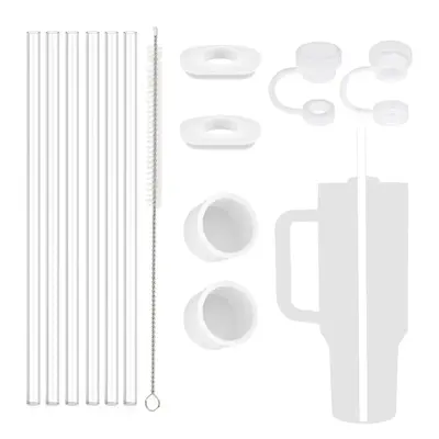 Accessories for Stanley Cup, 13pcs/set Drinking Straw Straw Cover & Spill-Stopper for Replacement with Straw Cleaning Brush (...