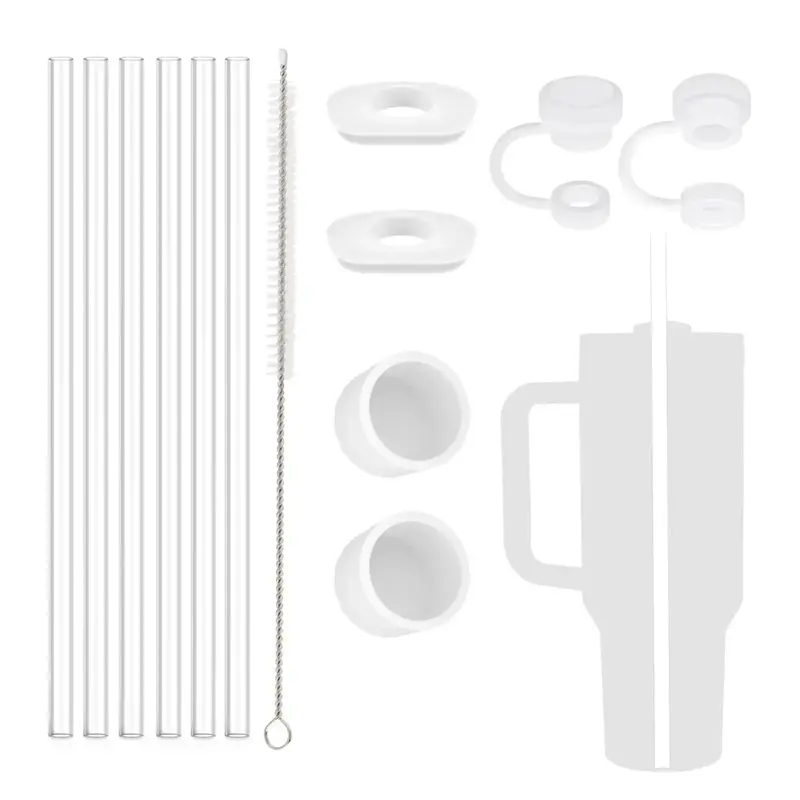 Accessories for Stanley Cup, 13pcs/set Drinking Straw Straw Cover & Spill-Stopper for Replacement with Straw Cleaning Brush (...