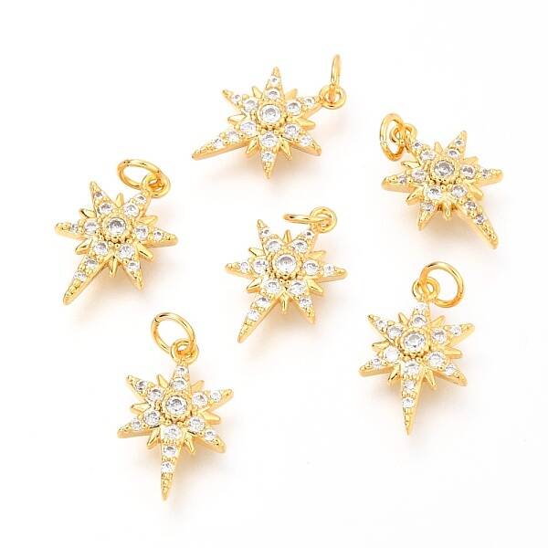 Brass Micro Pave Clear Cubic Zirconia Charms