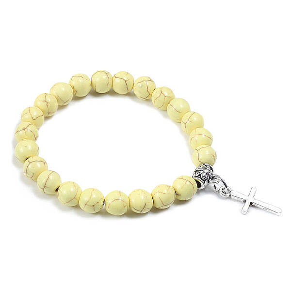 Cross Bracelet Women's European and American Fashion Personality Black Bracelet Ethnic Style Jewelry Lava Stone