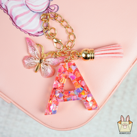 【BunnyLulu】Personalized Initial Letter Resin Keychains with Tassels, Cute Gift for Women, Friends, Birthdays, Bag Charm A...