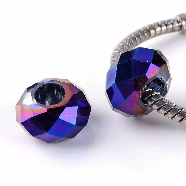 Electroplate Glass European Beads