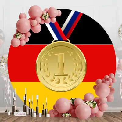 Round Germany Flag Gold Metal Sports Party Backdrop