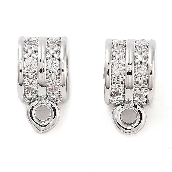 Brass Micro Pave Clear Cubic Zirconia Charms