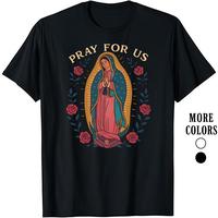 Fashion Designer T-Shirts - Cotton Graphic Tees with Pray For Us Tee - Embrace Faith and Serenity,Men's Gifts Top Streetwear ...