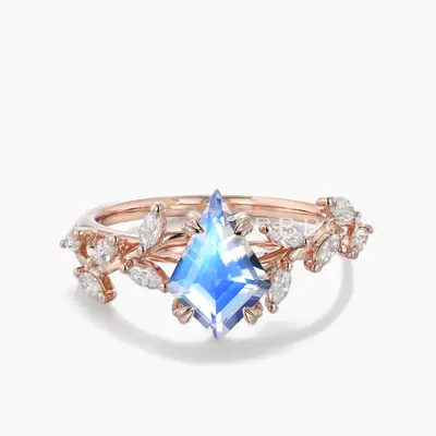 Nature Inspired Natural Moonstone Ring Kite Engagement Ring for Women
