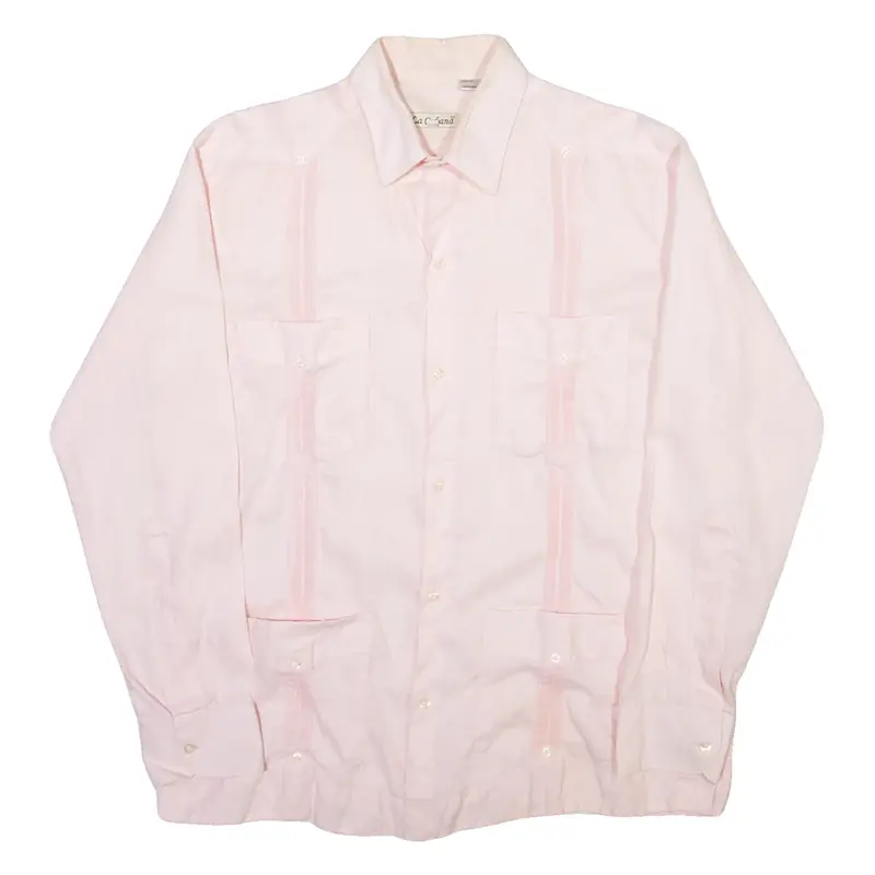 LA CUBANA Womens Plain Shirt Pink Long Sleeve M