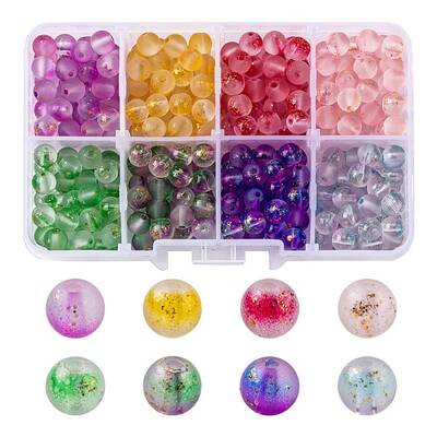 360Pcs 8 Colors Frosted Spray Painted Glass Beads