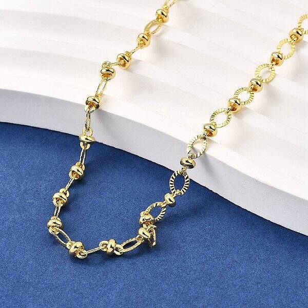 Brass Oval and Rondelle Link Chain Necklaces