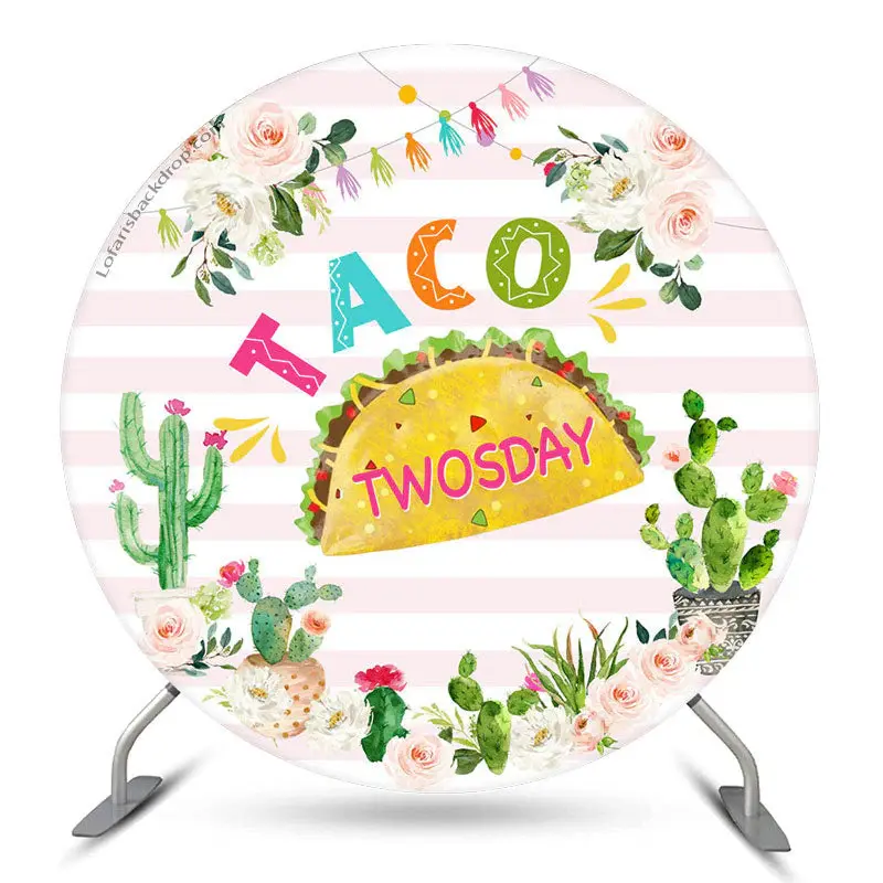 Aperturee Taco Twosday Cactus Round 2Nd Birthday Backdrop | Birthday Backdrop Ideas | Round Backdrop For Birthday Party | Cus...