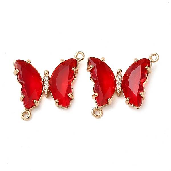 Brass Pave Faceted Glass Connector Charms